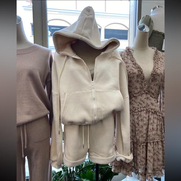 DOSE The Label Sweaters - Oversized Hoodie and Short Neutral Lounge SET NWT